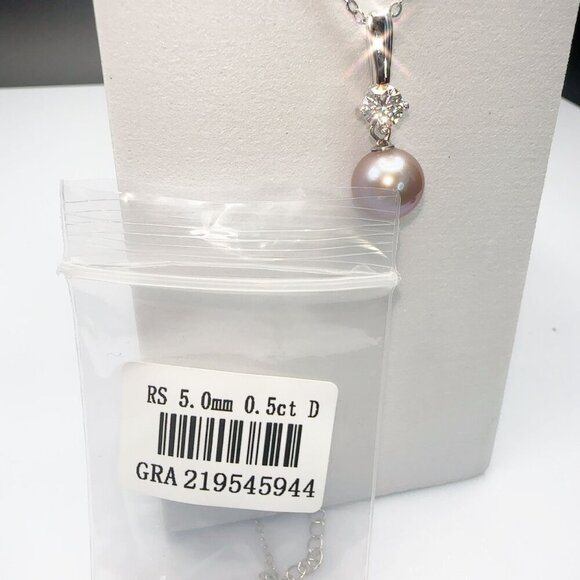 Pink Pearl & Moissanite Necklace 925 Sterling Silver Elegant Jewelry - Picture 16 of 16